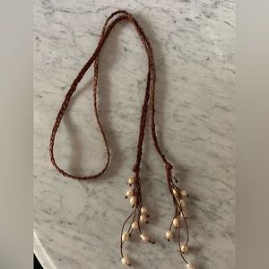 Braided Leather with Pearls.